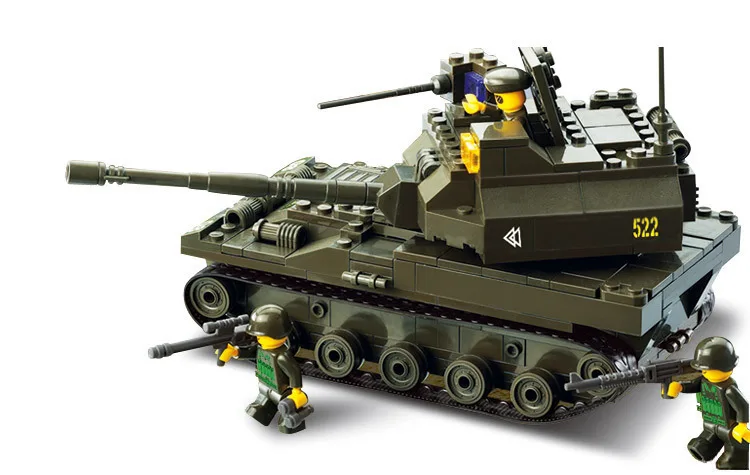 

Sluban Building Block Sets  Military 9800  K-9 Tank 3D Construction Brick Educational Hobbies Toys for Kids