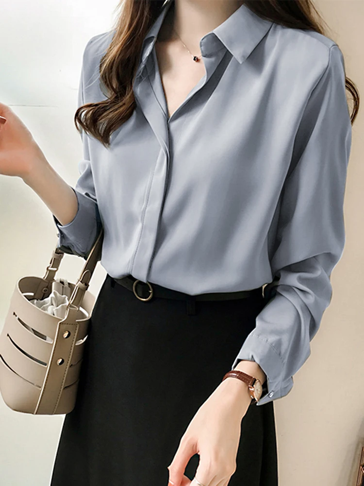 

Summer Blouses Korean White Chiffon Blouse 4XL Plus Size Women's Spring Casual Office Wear Lady Shirt 2019 Long Sleeve OL Shirts