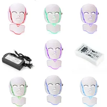 Светодиодный светодиодная маска для лица и шеи омоложения кожи терапии морщины 7 цветов Чистый Отшелушивающий инструмент прибор для ухода за лицом F4.19