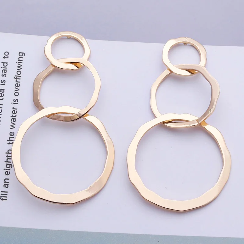 New Hollow Round Circle Creative Fashion Geometric Metal Earrings for Women Jewelry Brincos Trendy Punk Style geometric earrings