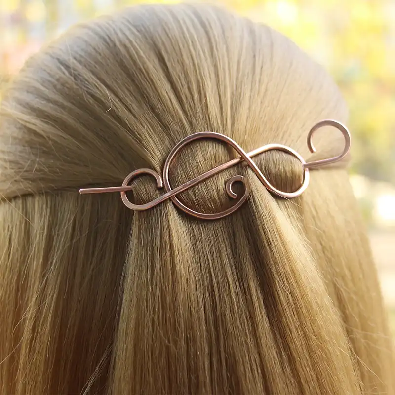 Handmade Music Note Copper Hair Clip Barrette With Stick Unique