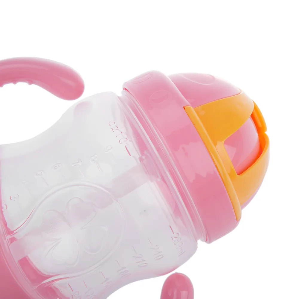 Best-Selling 1Pc New Double Handle Baby Trainer Cup Straw Type Cup Baby Kids Children Feeding Drinking Water Bottle Cup 280ml 05