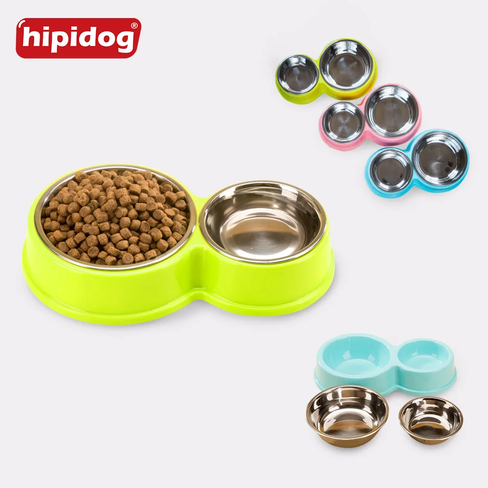 

Hipidog Dog Bowl Stainless Steel Pet Cat Bowl Double Basin Water Food Storage Feeder Basin Safety Environmental Pet Feed