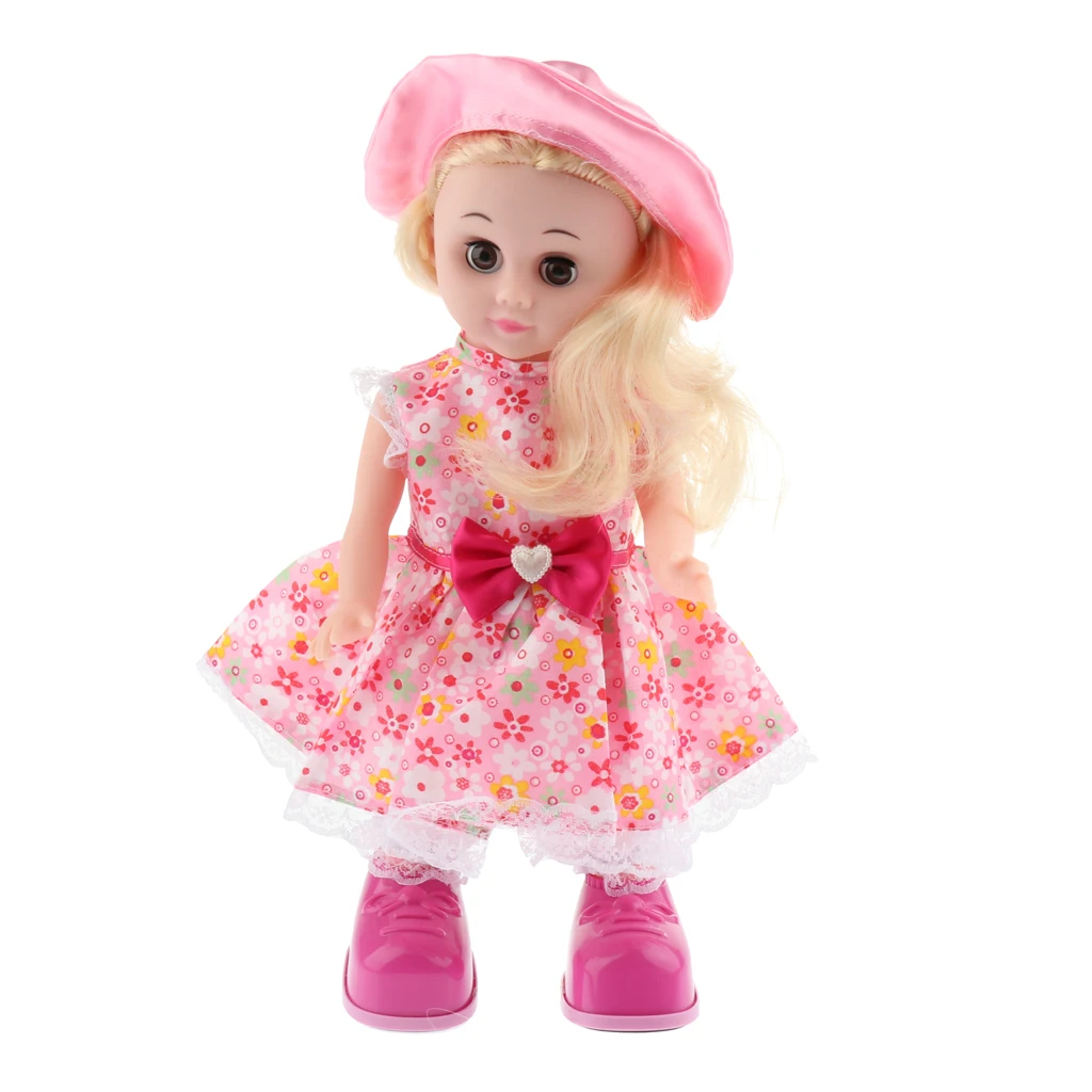 Educational Story Telling, Walking Interactive Electronic Girl Doll Toy Kids Dress Up Pretend Game Developmental Gifts #C
