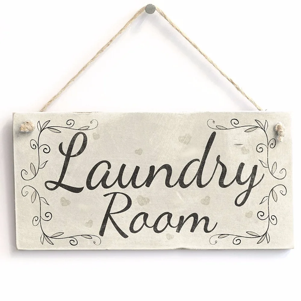 

Meijiafei Laundry Room - Rustic Country Hanging Door Or Wall Sign / Plaque 10"x5"