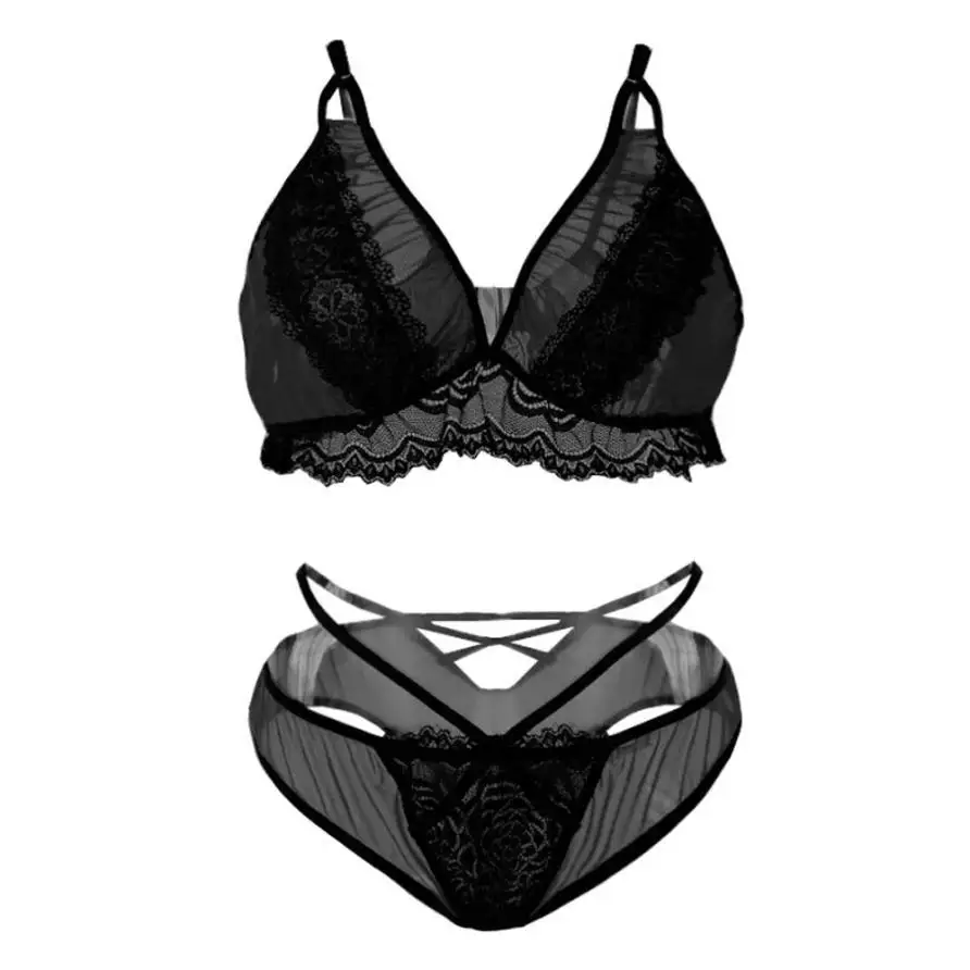 Новые пикантные комплект с бюстгальтером пуш-ап бесшовный вышивка bralette Эротическое белье 2018 Большие размеры женские прозрачные комплекты