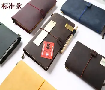 

Travelers' Notebook Set Real Horse Leather Cover with Accessories 90 Sheets Papers Vintage Style Hand-made Travel Journal