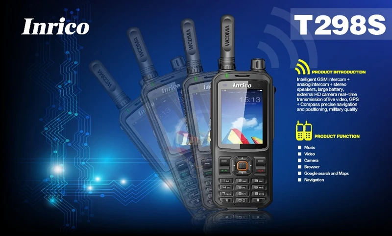 Оригинальный Inrico T298S SIM 3G WCDMA мобильный телефон-рация 4000 мАч аккумулятор с сенсорным Экран сети общего пользования радио Android