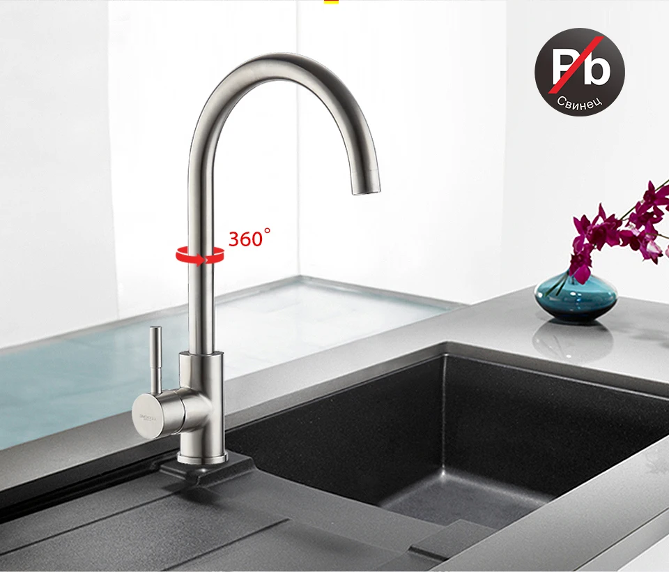 LEDEME Brass Kitchen Faucet Drinking Water Filter Kitchen Faucet Tap for Kitchen Sink Faucet 360 Hot and Cold Water L4998-3