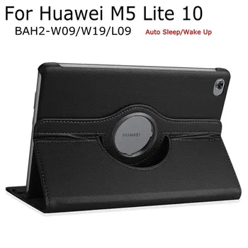 

360 Degree Rotating Smart PU Leather Cover for Huawei MediaPad M5 Lite 10 BAH2-W09/W19/L09 10.1 inch Tablet Funda Case+Gifts