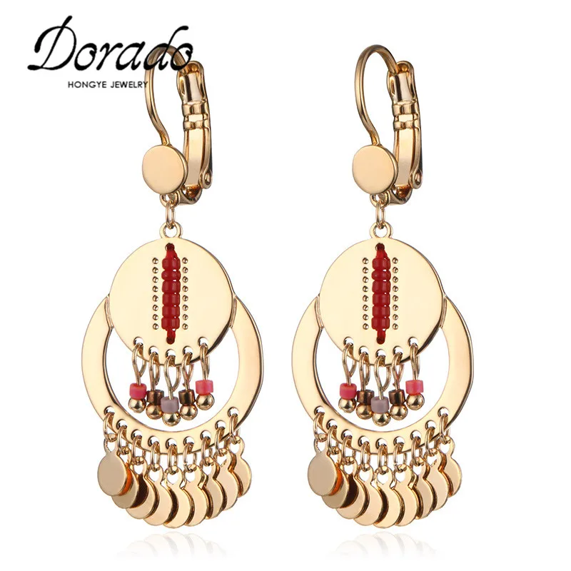 

Dorado Elegant 3 Color Red Blue Black Handmade Carved Crystal Beads Enamel Drop Dangle Earrings Bohemian Brincos