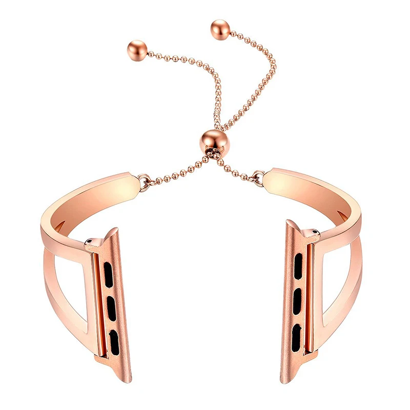 classic-rose gold Нарядные модные украшения браслет манжета женские часы браслет для Apple Watch ремешки 38 мм/42 мм 40/44 мм ремешок из нержавеющей стали кулон - Цвет ремешка: classic-rose gold