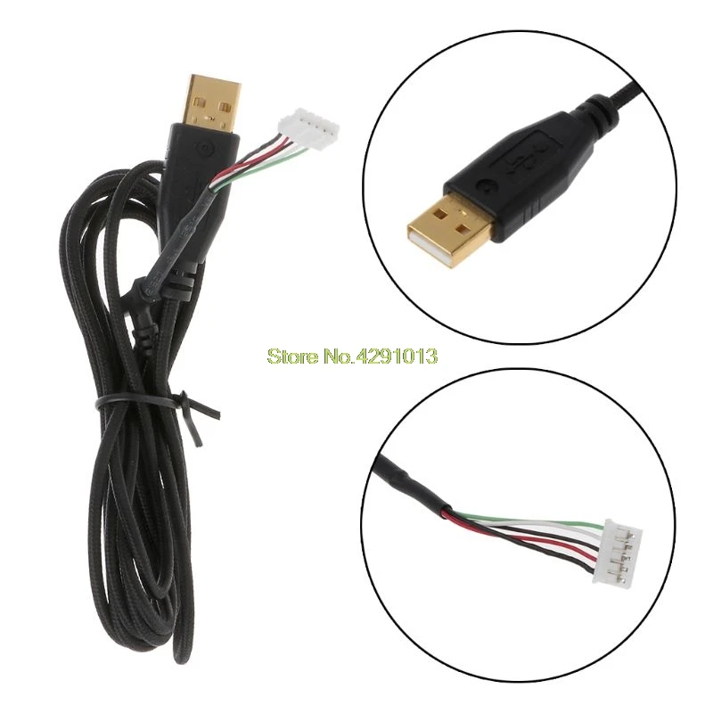 Позолоченный прочный нейлоновый плетеный кабель USB для мыши сменный провод