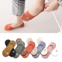 Носки для женщин; коллекция года; сезон лето; Новинка; модные летние женские носки с милыми сердечками; Короткие хлопковые женские носки-башмачки высокого качества; тапочки для женщин