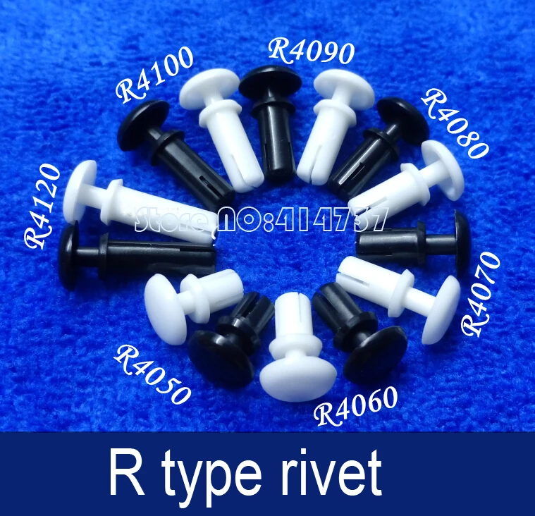 200pcs/lot R4100 R type nylon rivets White/Black Plastic Nylon Rivets