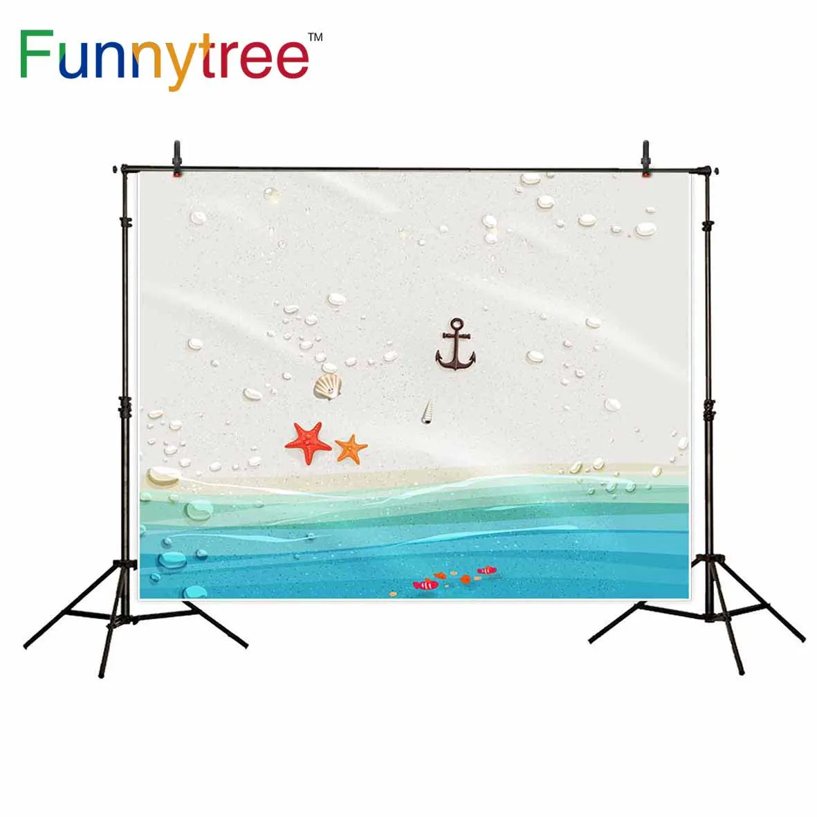Фоны funnytree для фотостудии мультфильм парусный спорт пляж летняя ракушка Морская
