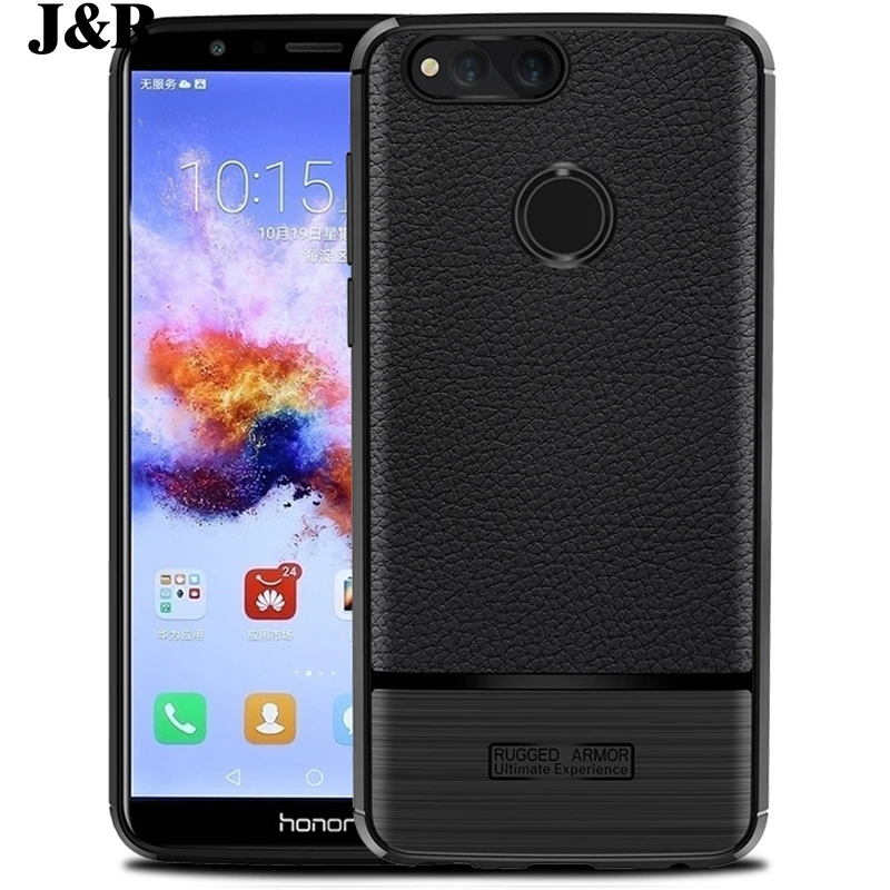 For Huawei Honor 7X Case Cover Litchi Pattern Carbon Fiber Silicone Soft TPU Phone Bags For Huawei Honor 7X 7 X X7 Back Cases