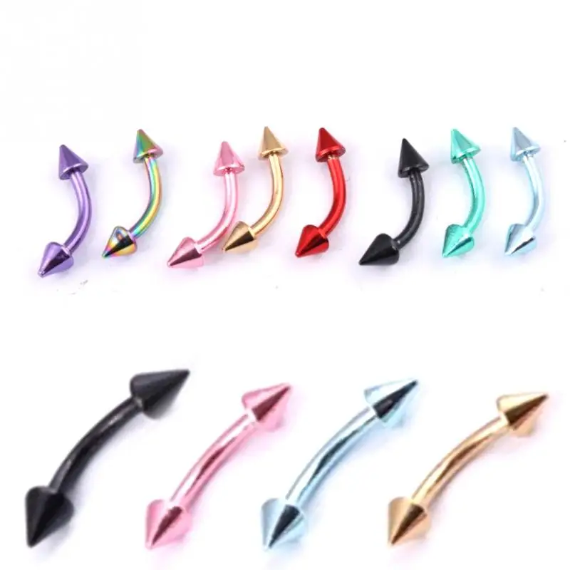 

Colorful Anodised Titanium Steel Cone Curve Barbell Nipple Eyebrow Ear Bar Stud Body Piercing 8mm