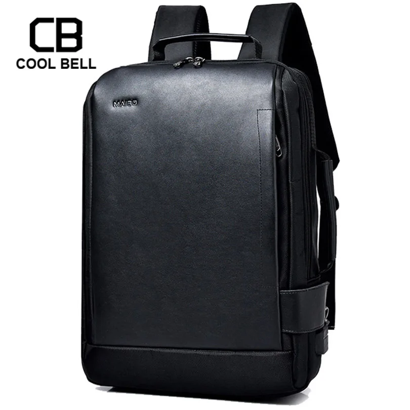 

Waterproof Leather Fabric Men Backpack Business 15.6 Inch Backpack Laptop Men USB Charging New School Travel bags Mochila Male