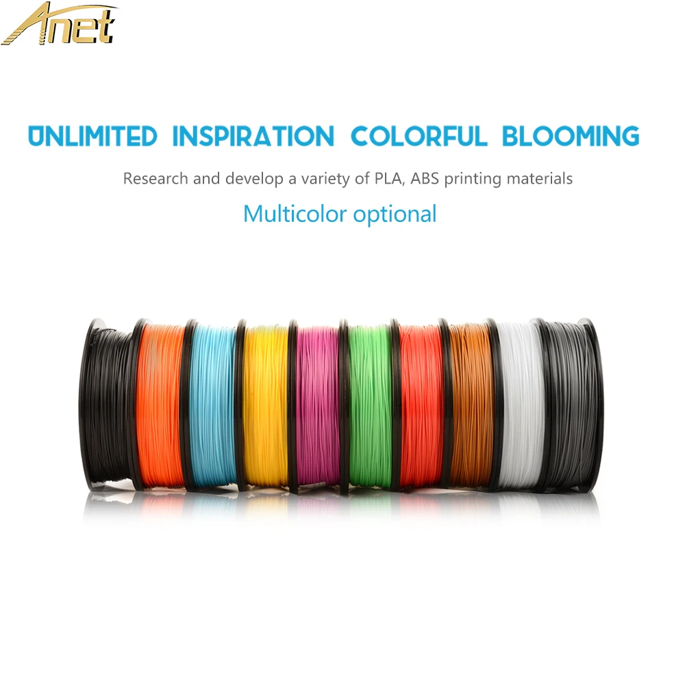 Anet 10 rolls 0.5kg PLA ABS 1.75mm Filaments Plastic Rod Rubber Ribbon Consumables Refills for MakerBot/RepRap 3D Printer