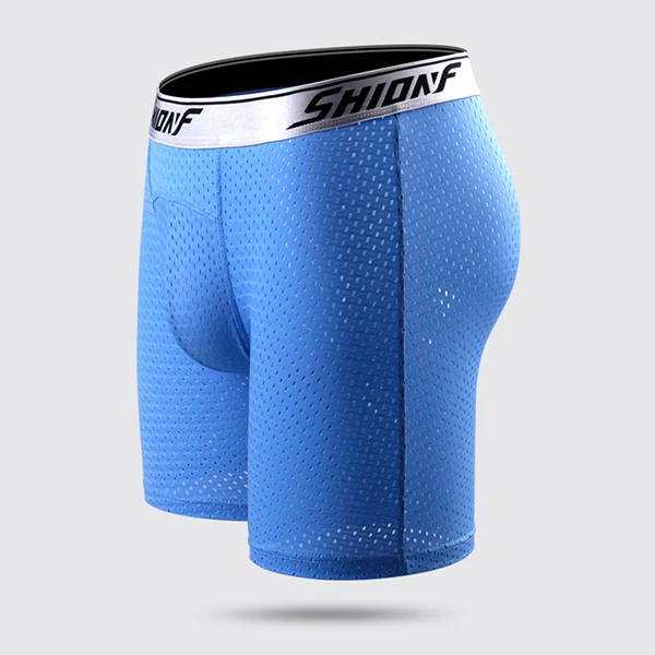 

Summer Men Cool Smooth Underpants Ice Silk Solid Sports Running Loose Underwear Long Leg Boxer Plus Size Fashion New