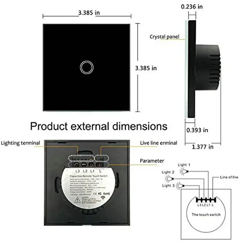 Настенный сенсорный светильник ель европейского стандарта 1/2/3 клавиши 1 канал