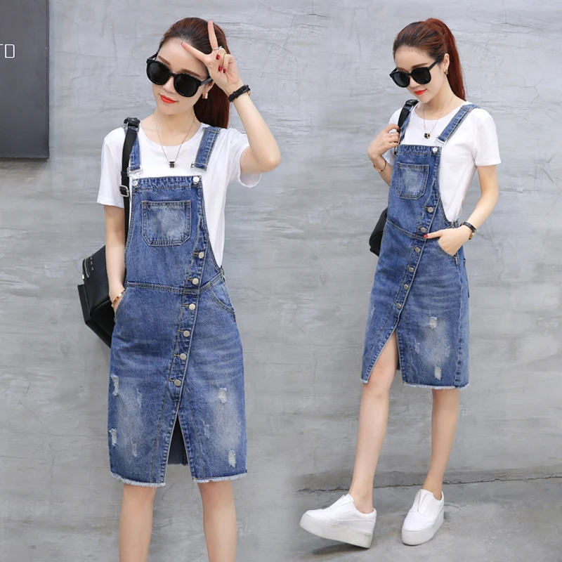 

Women Denim Dress 2018 New Korean Spring Summer Vintage Spaghetti Strap Single-Breasted Casual Dress Sundress vestidos F100