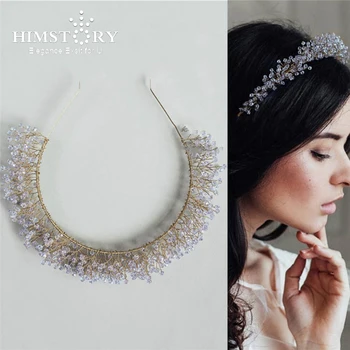 

HIMSTORY Handmade Romantic Light Purple Crystal HAirband European Style Girls Wedding Party Headband Hair Accessories
