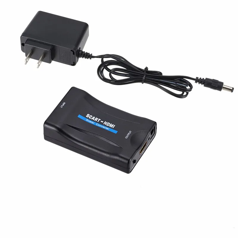 1080 P из scart в HDMI конвертер видео аудио высококлассные сигнала адаптеры-конвертеры с зарядный кабель-адаптер для Sky Box DVD STB - Цвет: US Plug