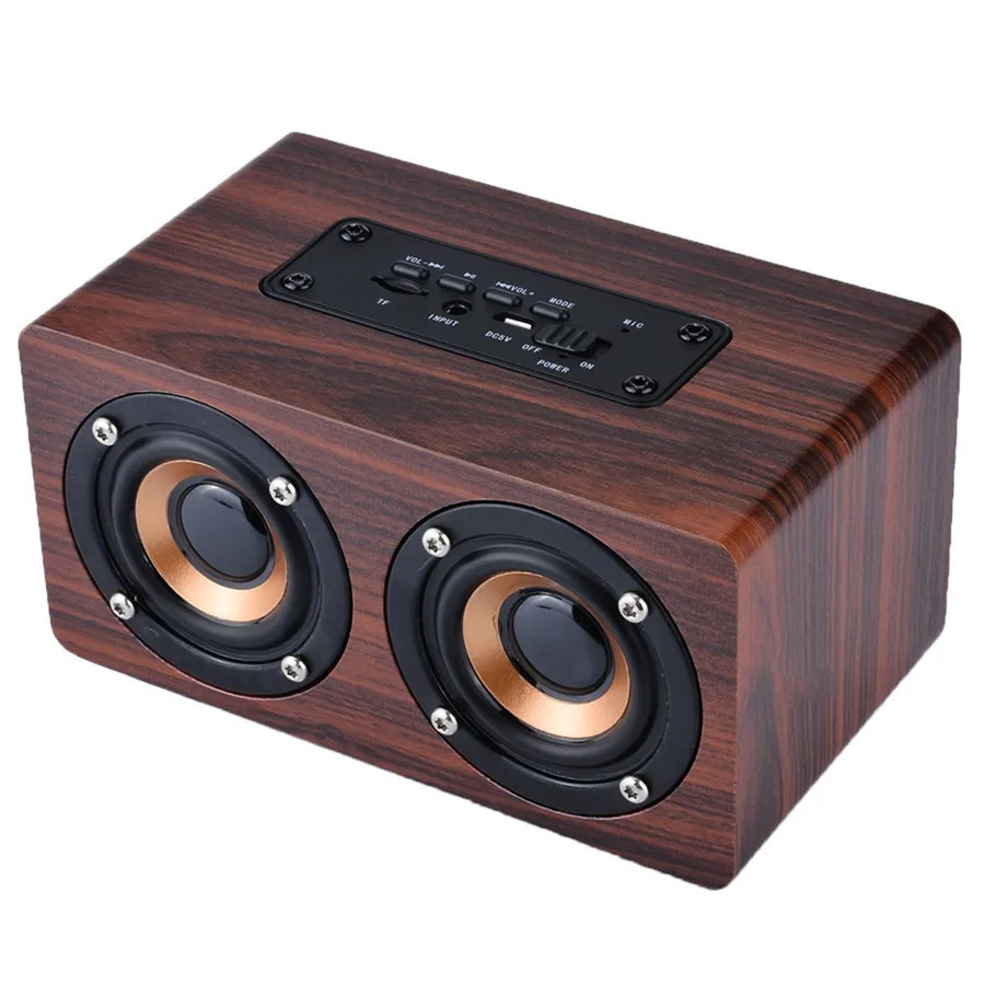 Retro Wooden Bluetooth Speaker HIFI Wireless Speaker 3D Dual Loudspeakers Surround Mini Portable alt