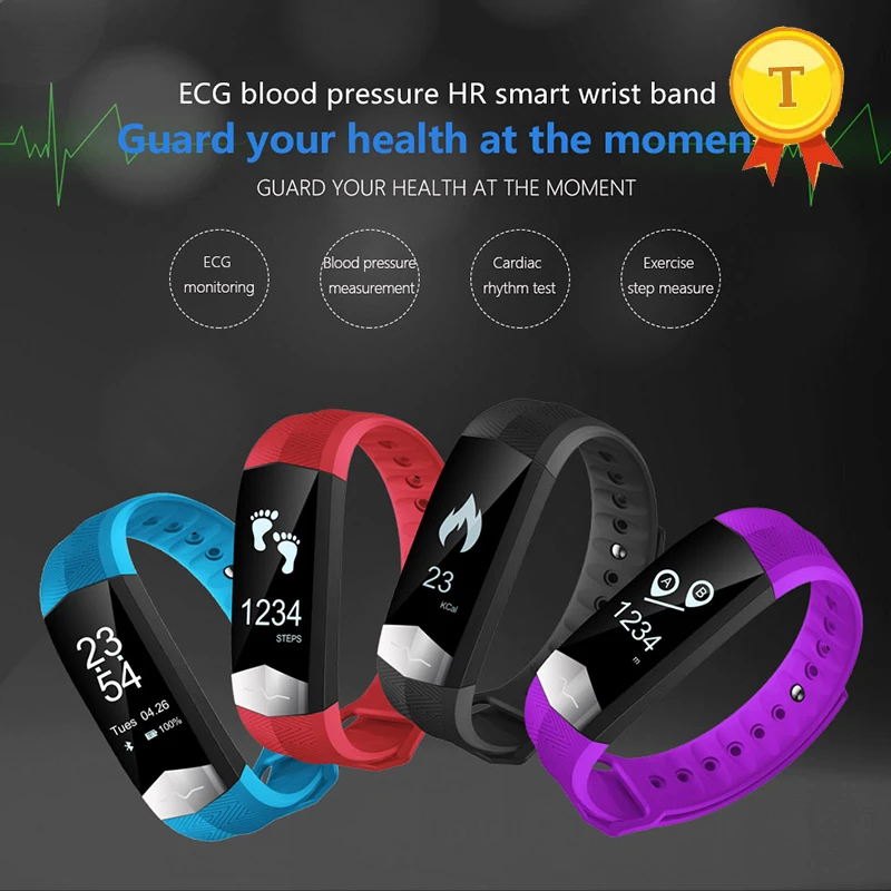 2018 New Ecg Smart Band Ppg Heart Rate Blood Pressure Wristband Fitness Activity Pedometer Wristband Bracelet Pk Mi Band 2 3 Smart Wristbands Aliexpress