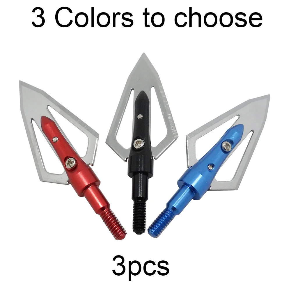 3pcs Archery Broadheads Hunting Arrowhead 2 Fixed Blade Points Tipsin