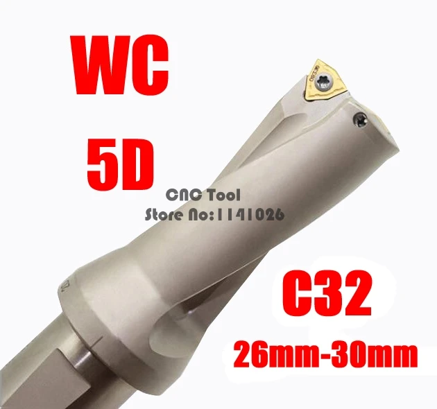 C32 5D U Drill Bit 26mm 27mm 28mm 29mm 30mm WC SP Indexable Insert Drills Bits Fast Drilling Shallow Hole Tool for Metal