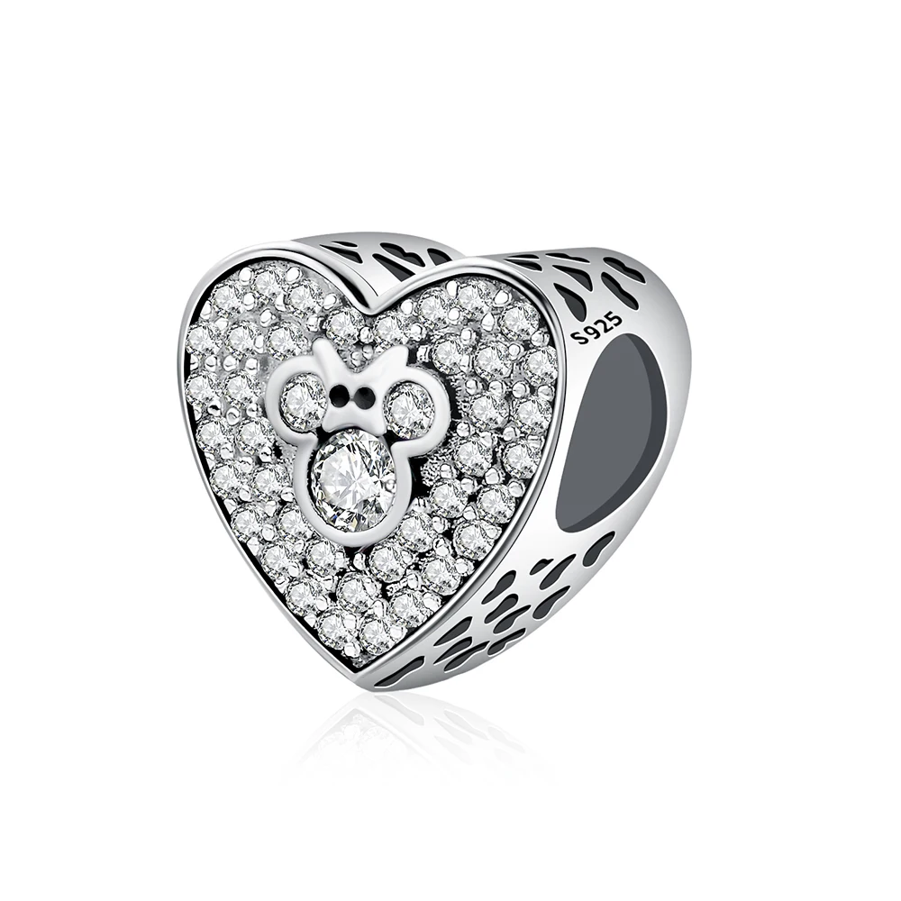 

925 Silver Beads Charms Little Mouse Full Crystal Beads For Original Pandora Charm 925 Sterling Bracelet Pendant Necklace