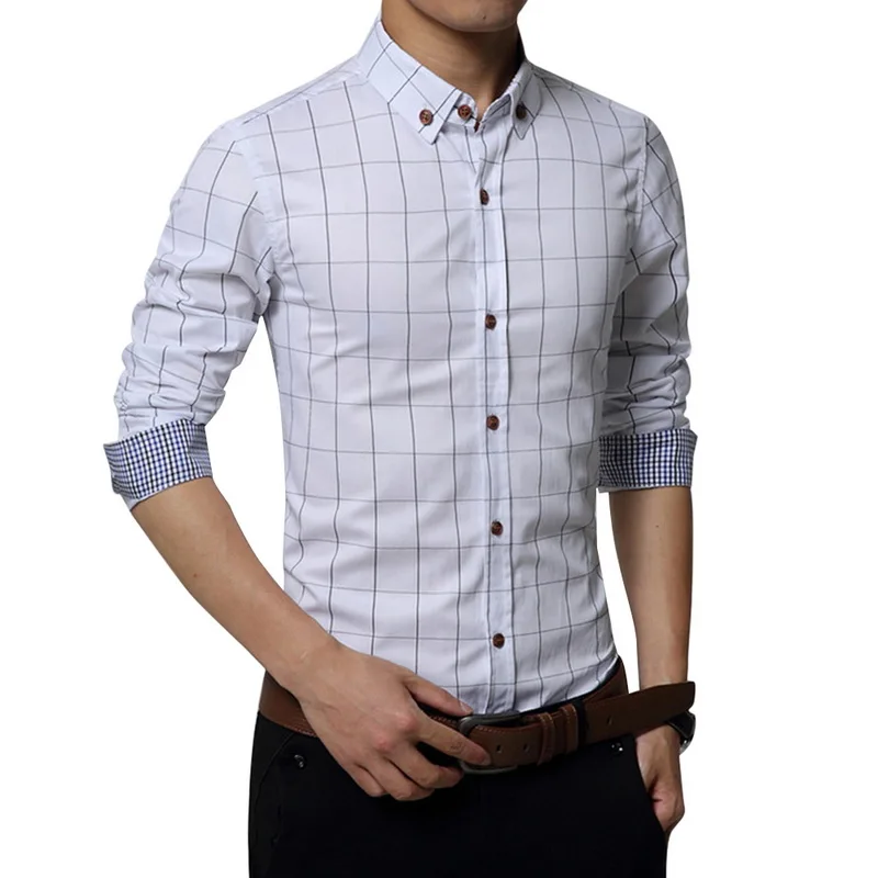 Laamei, модная брендовая мужская одежда, тонкие мужские осенние рубашки с длинными рукавами, клетчатая хлопчатобумажная повседневная мужская рубашка, большие размеры 5XL