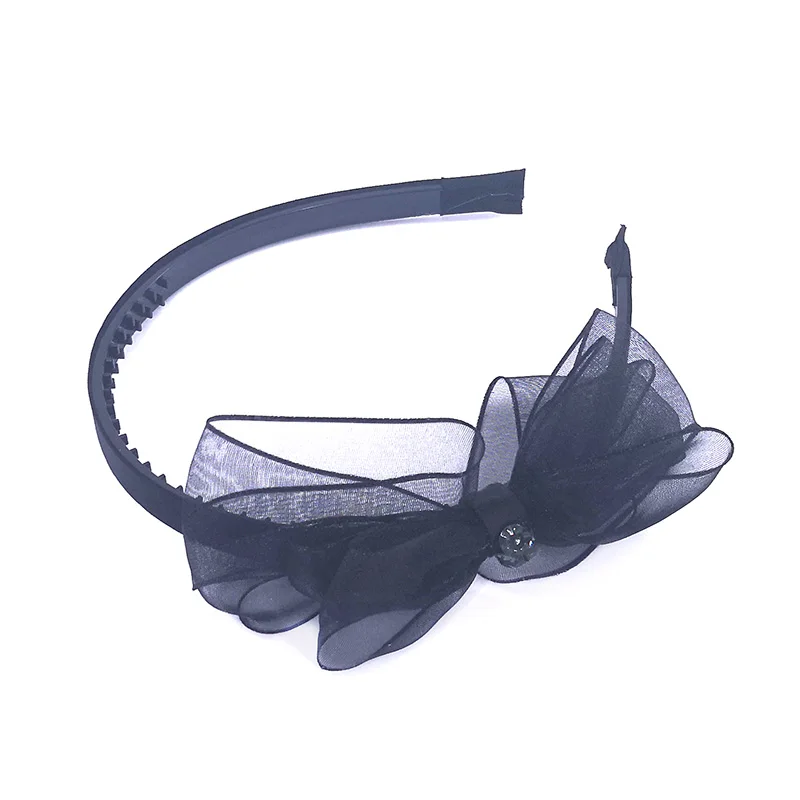 Для маленьких девочек пряжа Лук Узел Hairbands Головные уборы Дети Детские пластиковый обруч для головы обруч для волос аксессуары Tiar для красивой принцессы волос