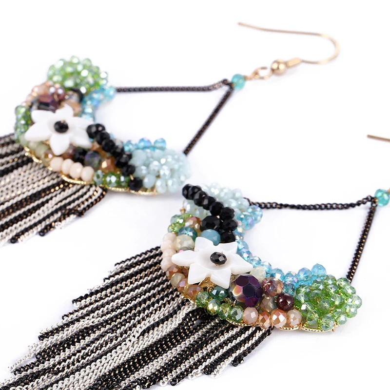 Женские серьги KAYMEN ручной работы с кисточками в виде кристаллов|Серьги-подвески|