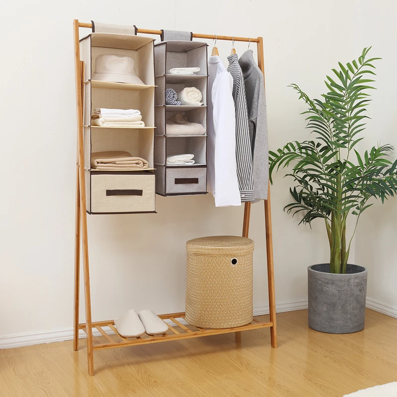 

Drawer Type Hanging Organizer Closet Wardrobe Clothes Organizer Linen Cotton Fabric Hanging Storage Bag For Clothes Underwear