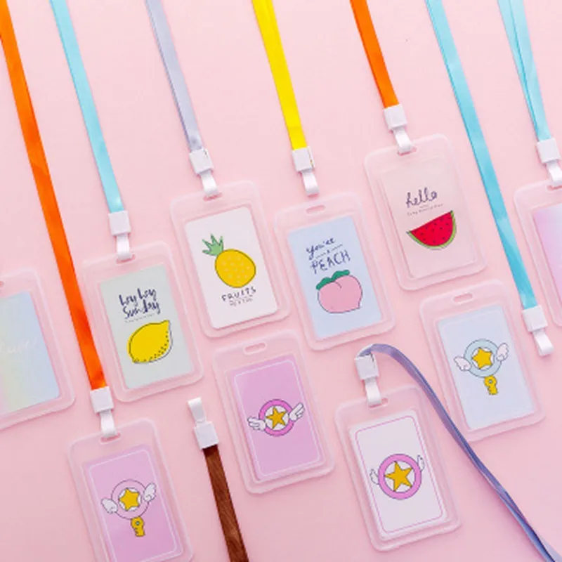 

Casual Cartoon Business Credit Card ID Holders Bag Travel Plastic Bank Bus Credit Card Holder Keyring Key Wallet Chain Case