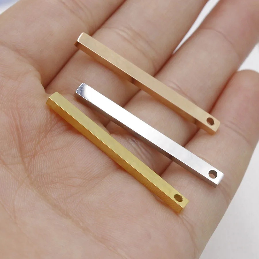 

Stainless Steel Mirror Polish Rectangular Long Pendant 2.5*3*35mm Multi Color Blank Bar for Necklace/bracelet Wholesale 10pcs