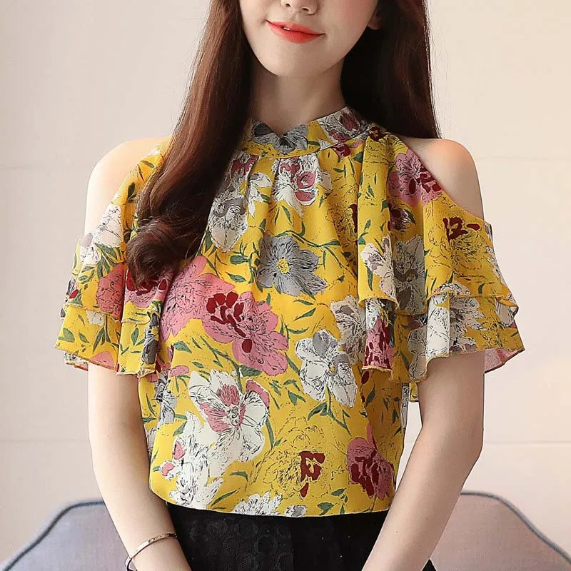 2018-New-Summer-Floral-Blusas-Femininas-Open-Shoulder-Shirts-Womens-Tops-And-Blouses-Mujer-Mode-Butterfly (1) 