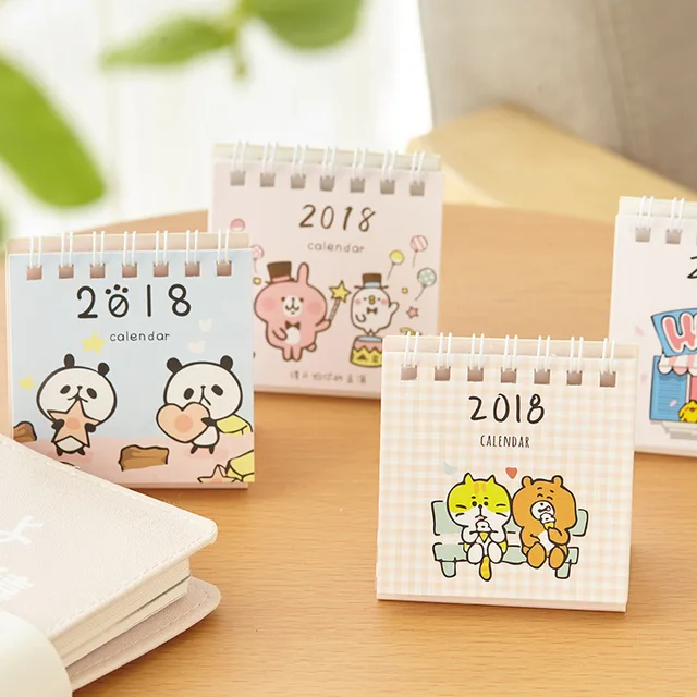 1 pcs 2018 lovely cute calendars little fresh cartoon animals series