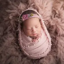 Реквизит для фотосессии новорожденных, детский шарф, Детское покрывало для фото, пеленка с жемчугом, 90*170 см
