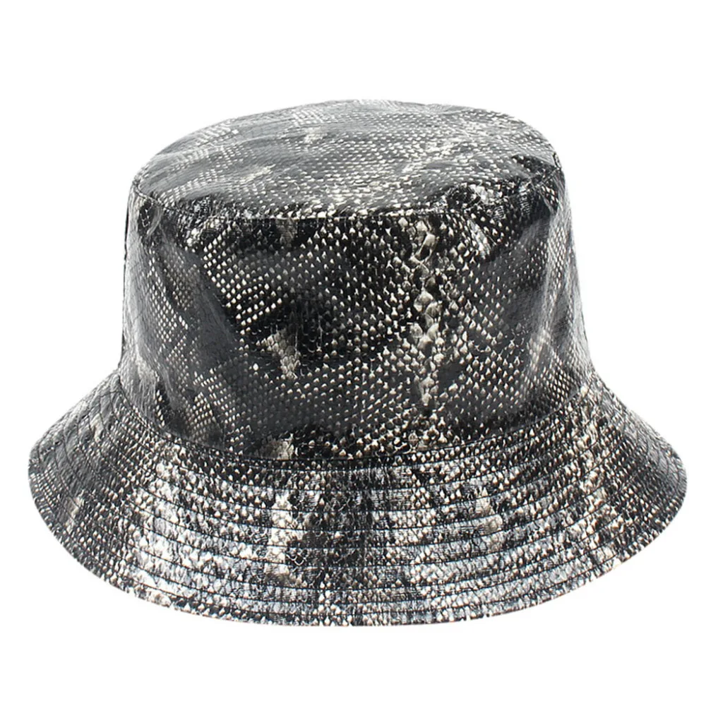 2019 Men's and women's snakeskin beach hats double-sided wear personality large bowl sunshade beach hat beach hat cotton 40J5 (4)