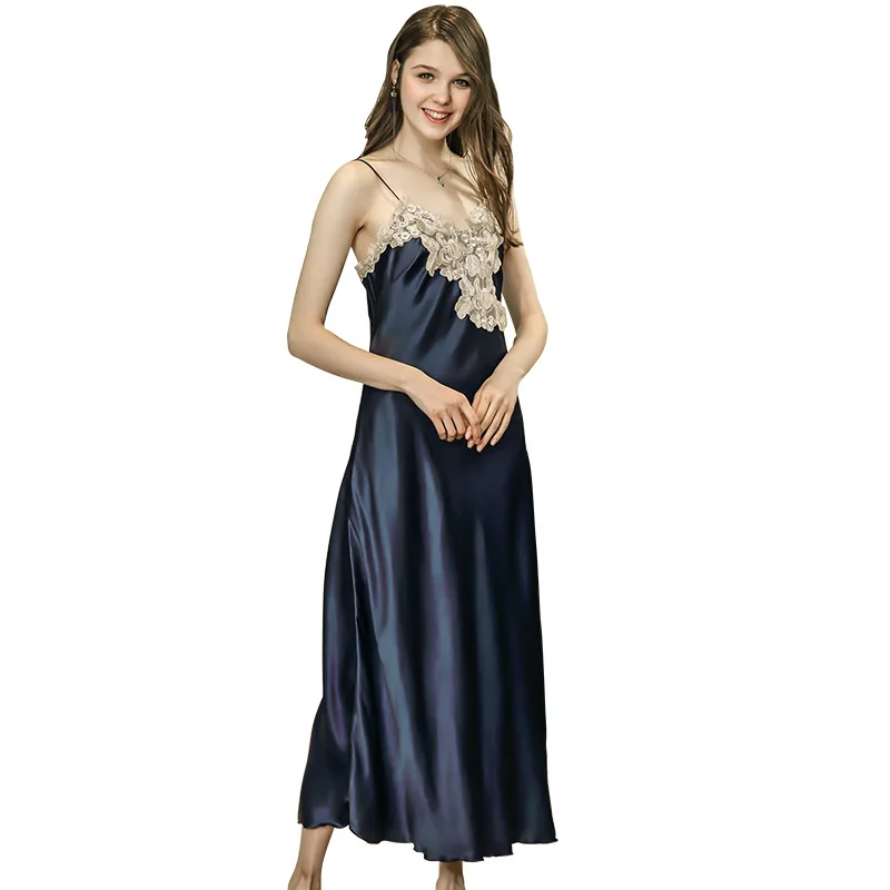 

Summer Ladies Sexy Faux Silk Satin Night Dress Sleeveless Nighties V-neck Nightgown Sleepwear Nightwear For Women Nightshirt