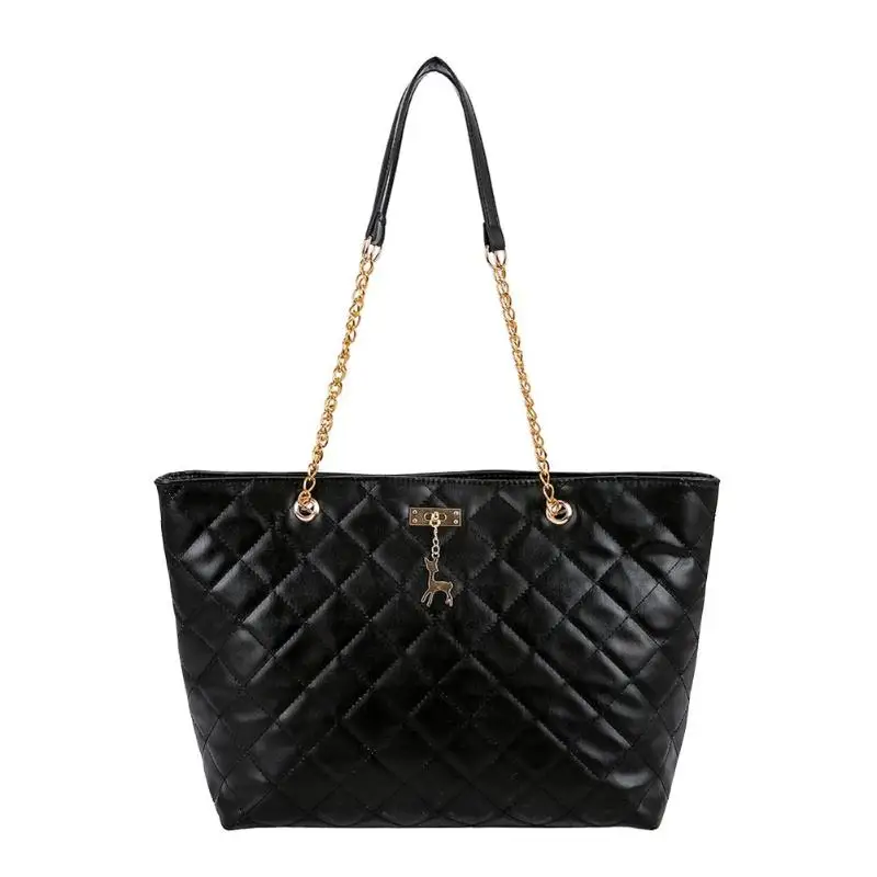 Роскошные брендовые клетчатые сумки через плечо для женщин, большие женские сумки, дизайнерские кожаные сумки-мессенджеры, женские сумки через плечо - Цвет: Черный