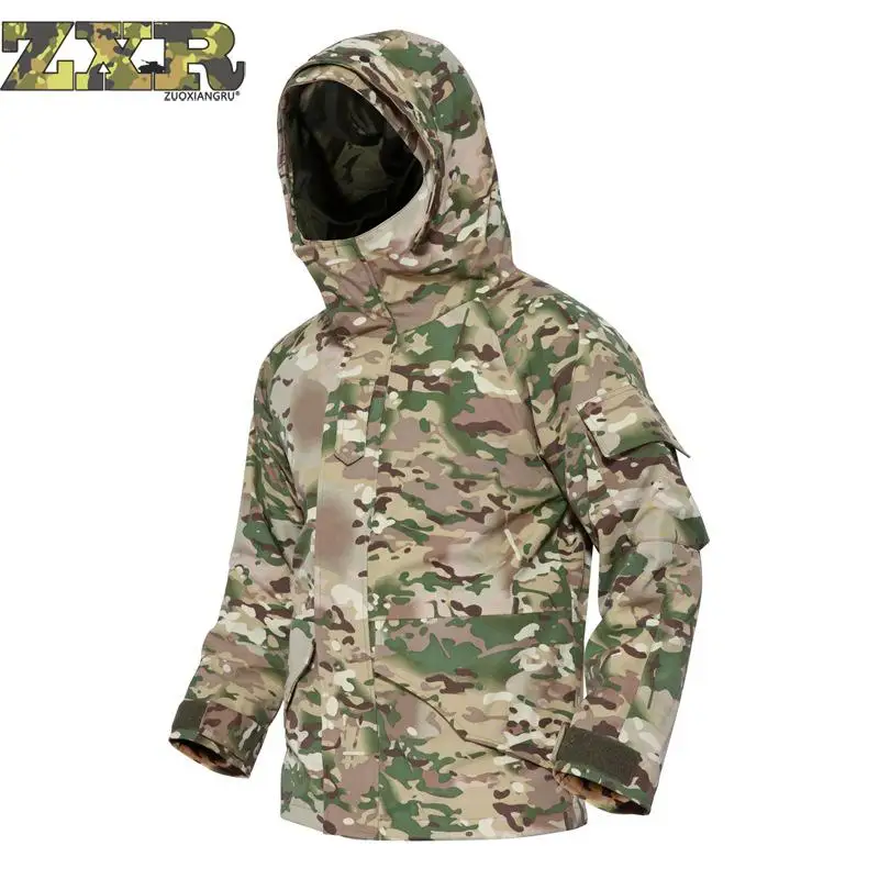 

Tactic Jackets Hooded Print Military Tactic Loose Coat Full Adhesive Double-deck Windbreak Waterproof Outdoors Tactical Jackets
