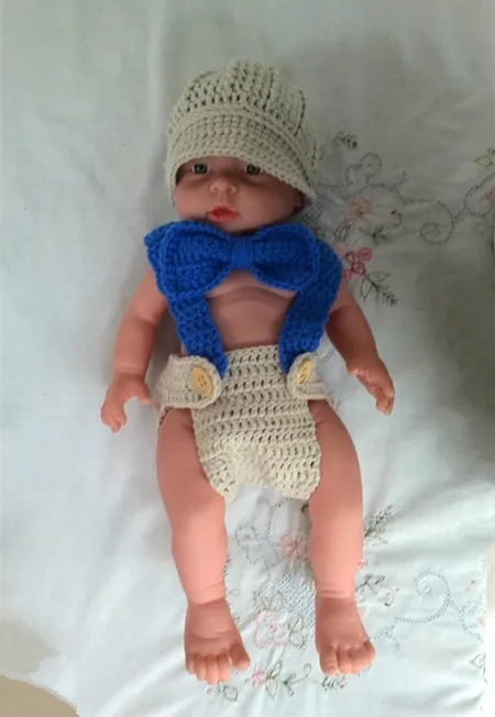 Крючком новорожденного шляпу одежда для маленького мальчика Hat newsboy hat комплект с галстук-бабочка и крышка пеленки для фотосессий для