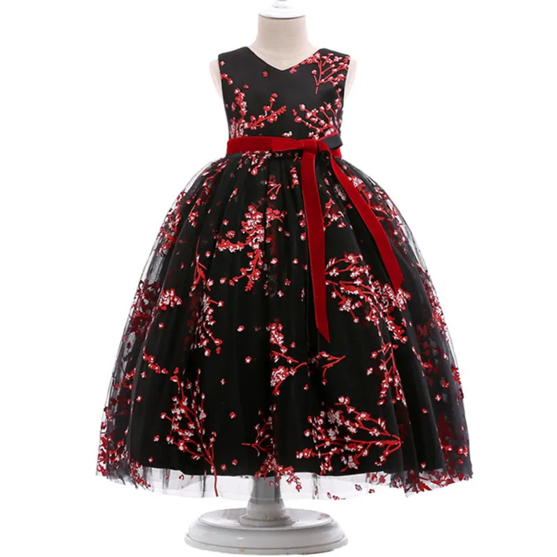 Летнее стильное детское платье для девочек; великолепное платье принцессы с принтом сливы для девочек; Детские вечерние платья для выступлений на фортепиано