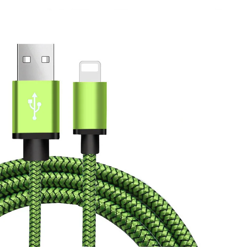 Usb-кабель для зарядки и передачи данных для iPhone 6 S 6 S 5 5S SE 5SE 7 8 Plus X XR XS Max iPad, короткий длинный провод для быстрой зарядки 1 м 2 м 3 м - Цвет: Зеленый